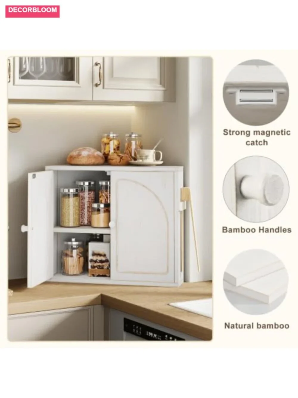 2 Tier Bamboo Corner Bread Box Kitchen Counter Storage